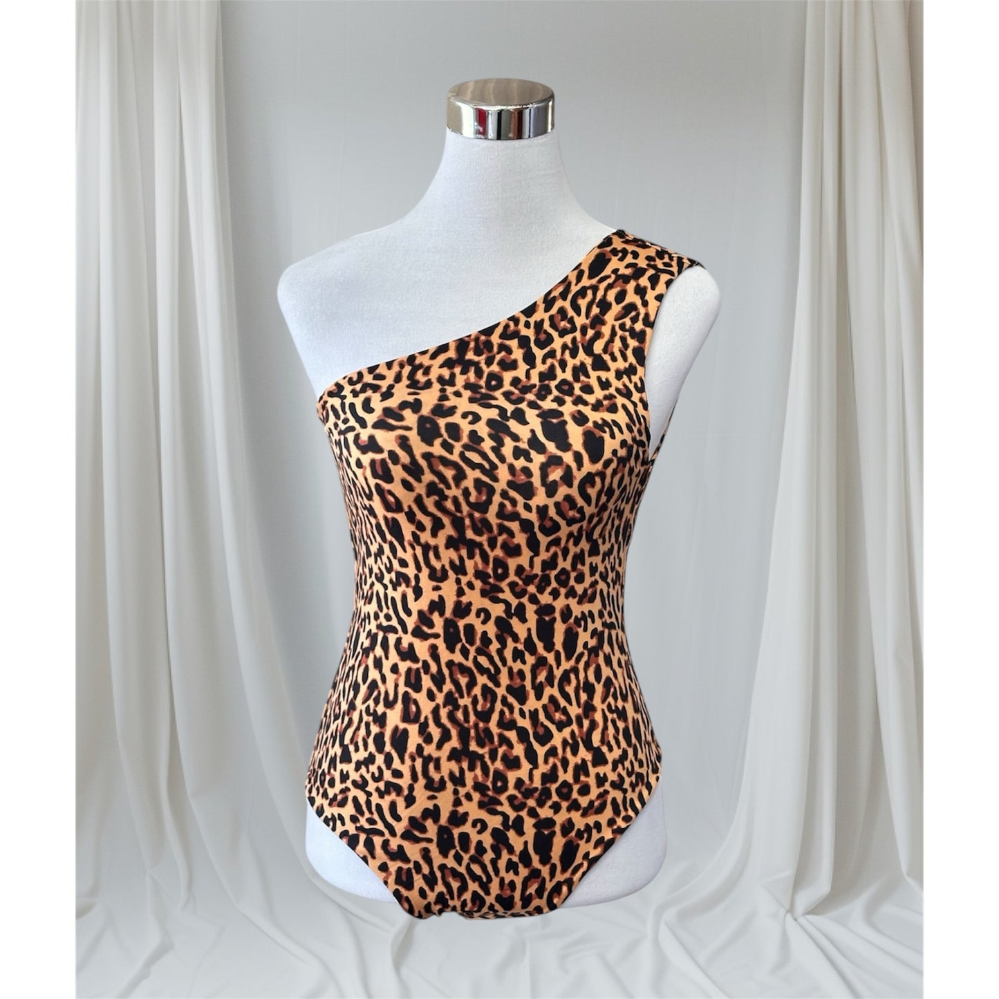 One Shoulder Animal Print Bodysuit