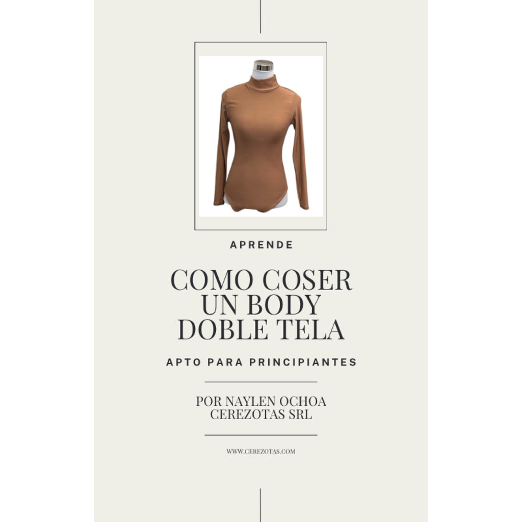 eBook: Learn how to sew a double-fabric bodysuit. Includes a basic bodysuit pattern with sleeves and a collar. Sizes S-XL